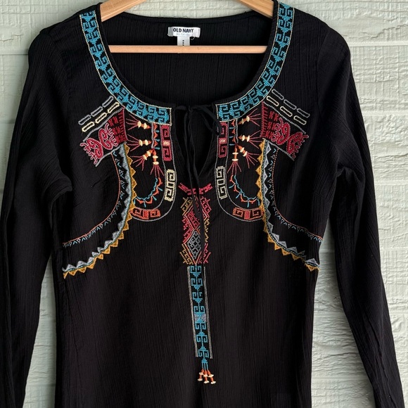 Old Navy Womens Black Embroidered Peasant Swimsuit Cover Up - Picture 4 of 7